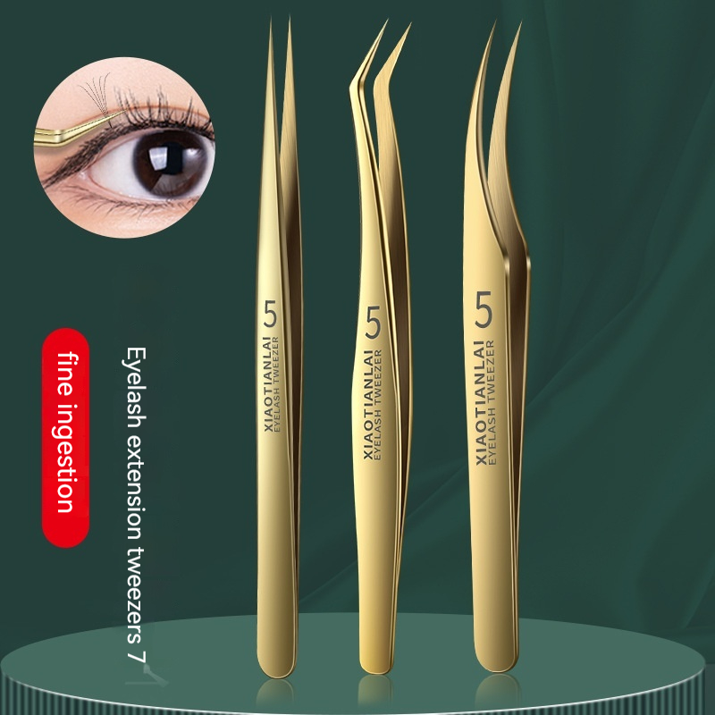 3PCS Gold Eyelash Tweezers Set - Eyelash Extension For Men ulasan dan harga