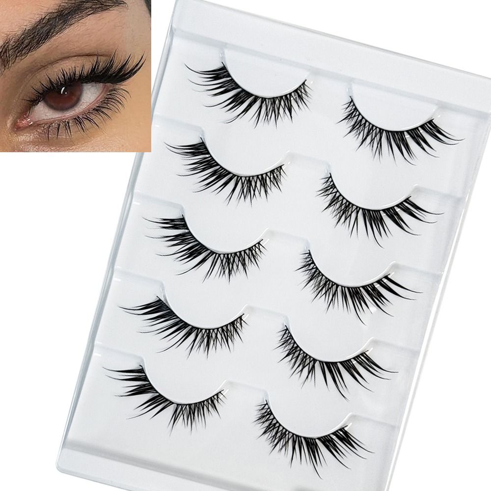 5 Pairs Wispy Cat Eye False Ey - Eyelash Extension Cat Eye Wispy ulasan dan harga